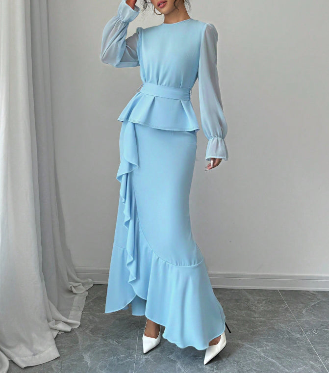 Women's Cuff Tie Top Mermaid Skirt Set