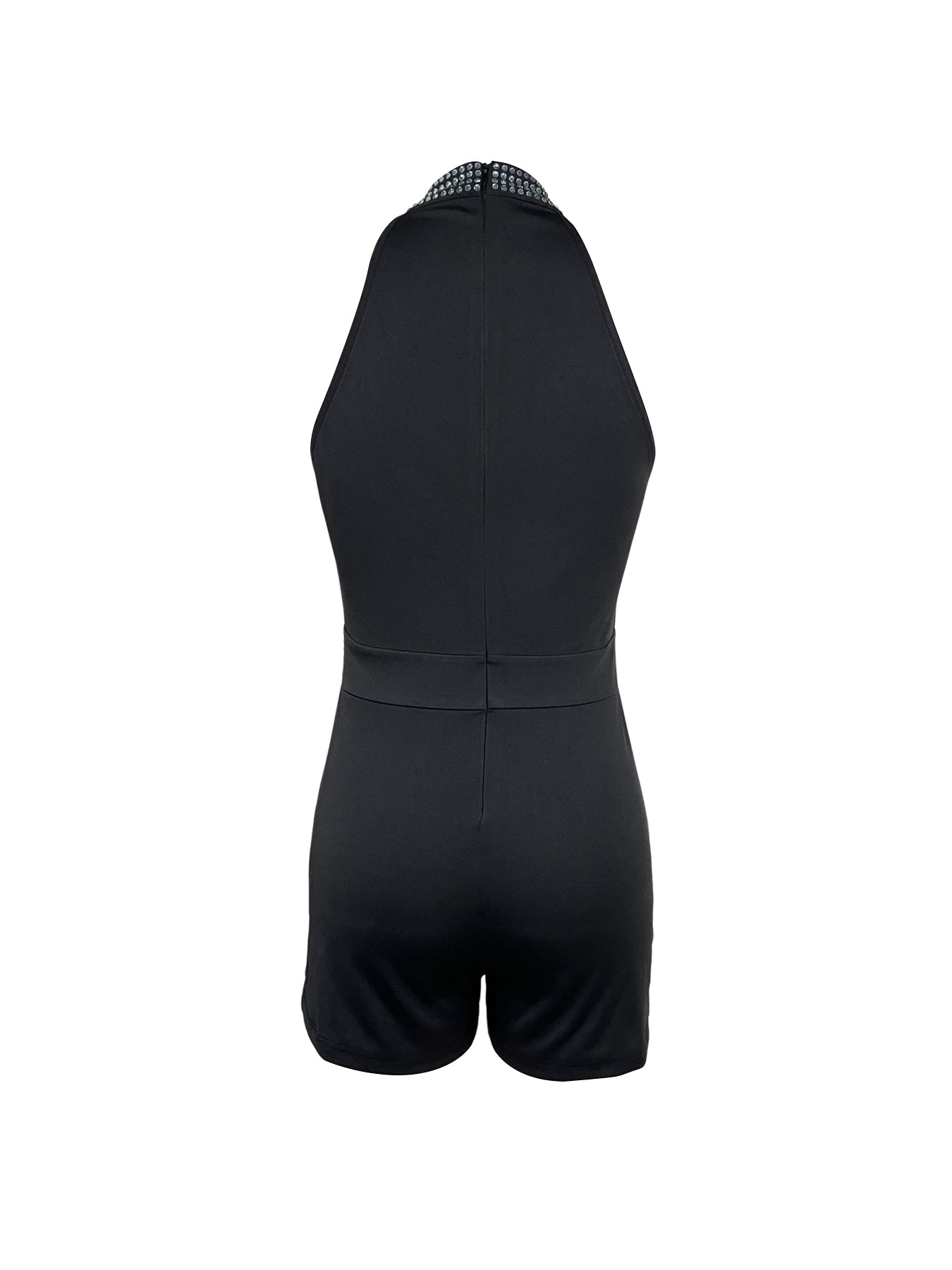 Solid Color Crystal Halter Neck Bodysuit