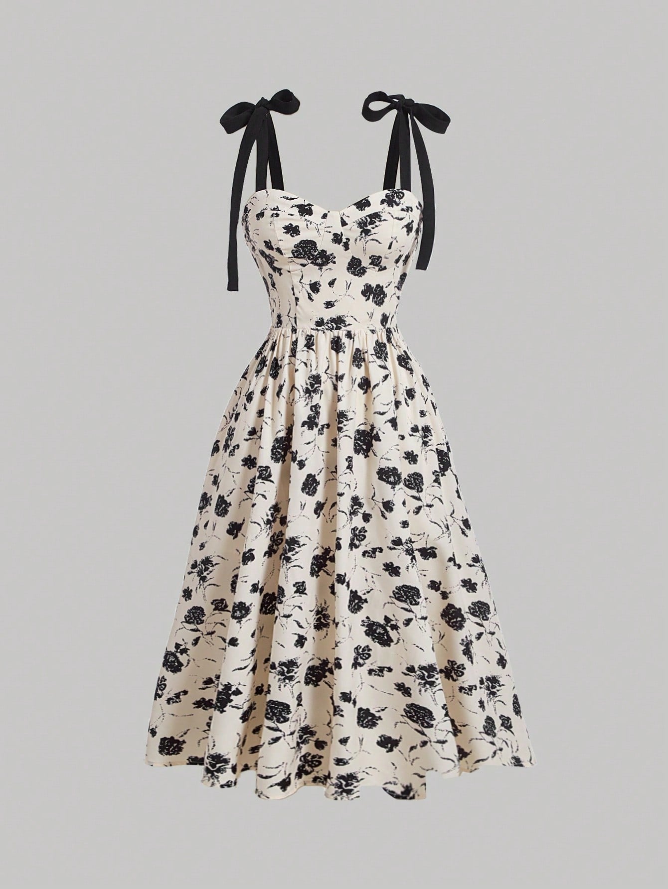 Elegant Printed Strap Dress For Summer