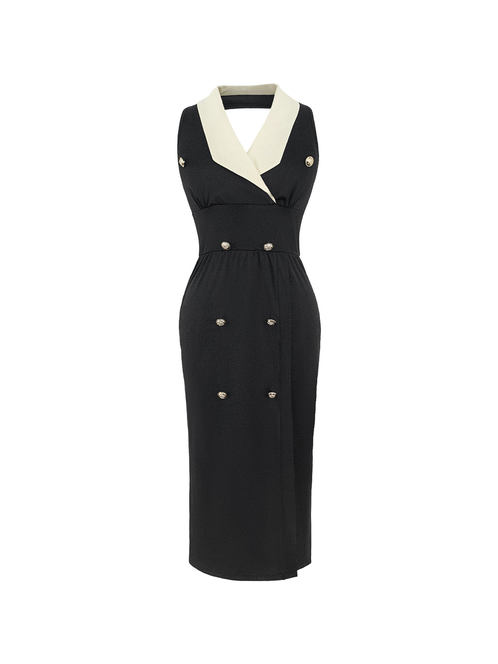 Halterneck Suit Tie Buttoned Waist Dress
