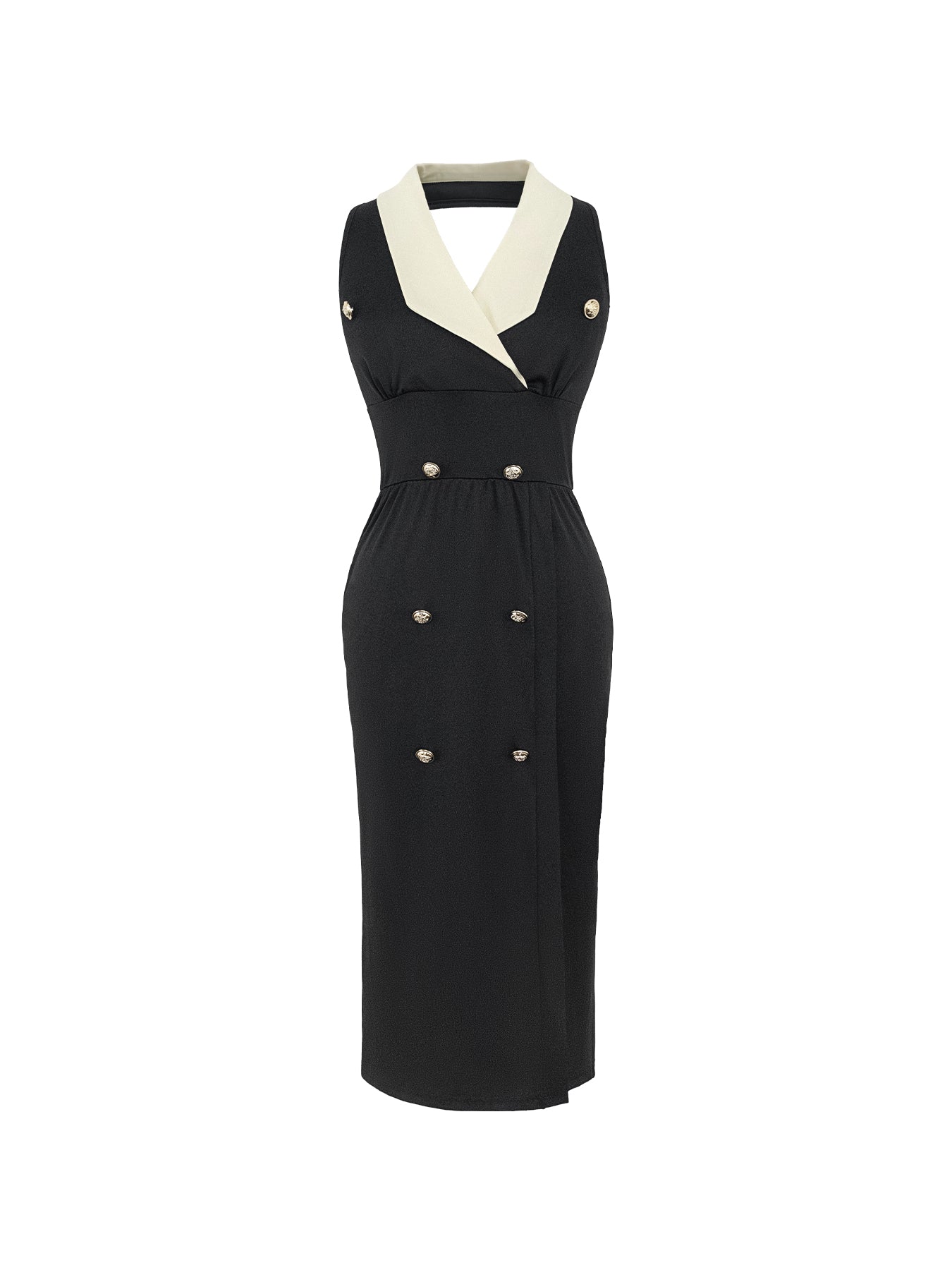 Halterneck Suit Tie Buttoned Waist Dress