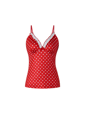 Women's Polka Dot Spaghetti V-neck Top