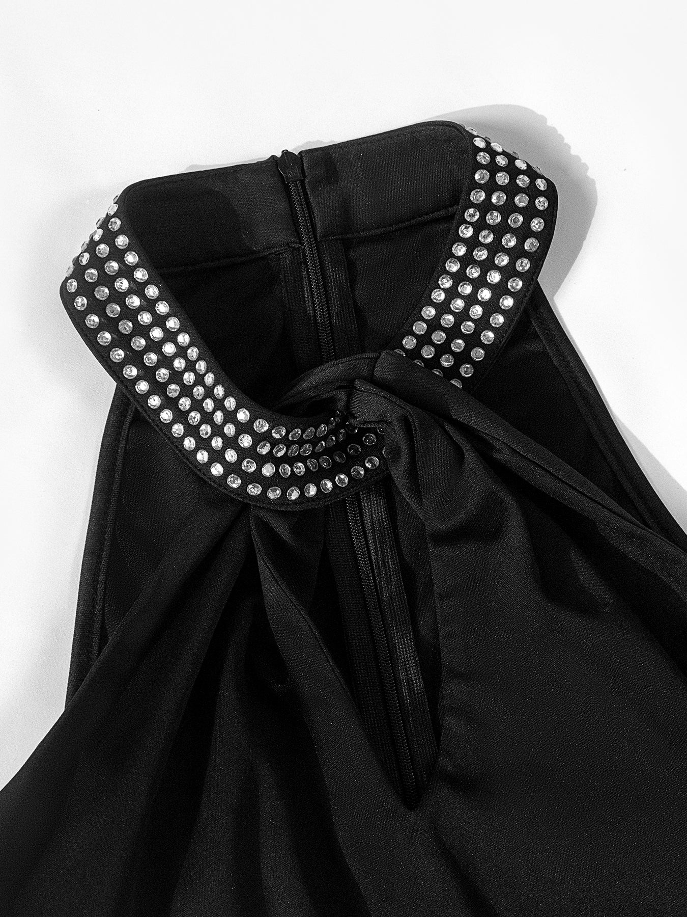 Solid Color Crystal Halter Neck Bodysuit