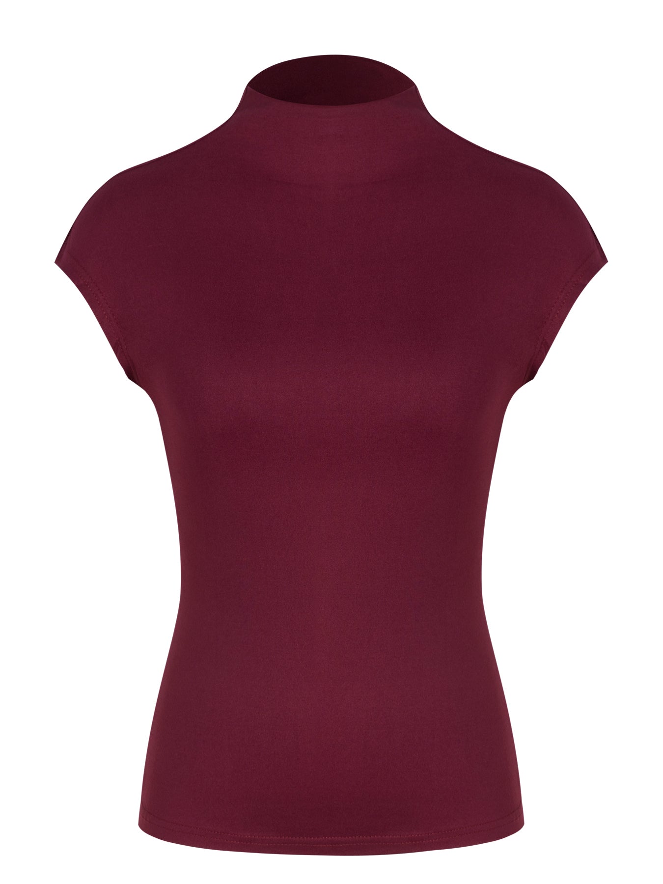 Solid Color Slim Stand-up Collar Short-sleeved Top
