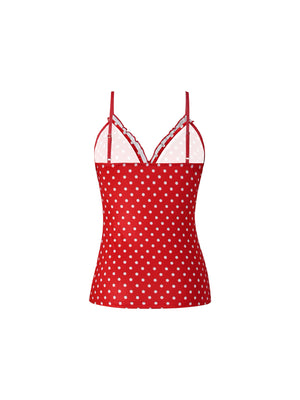 Women's Polka Dot Spaghetti V-neck Top