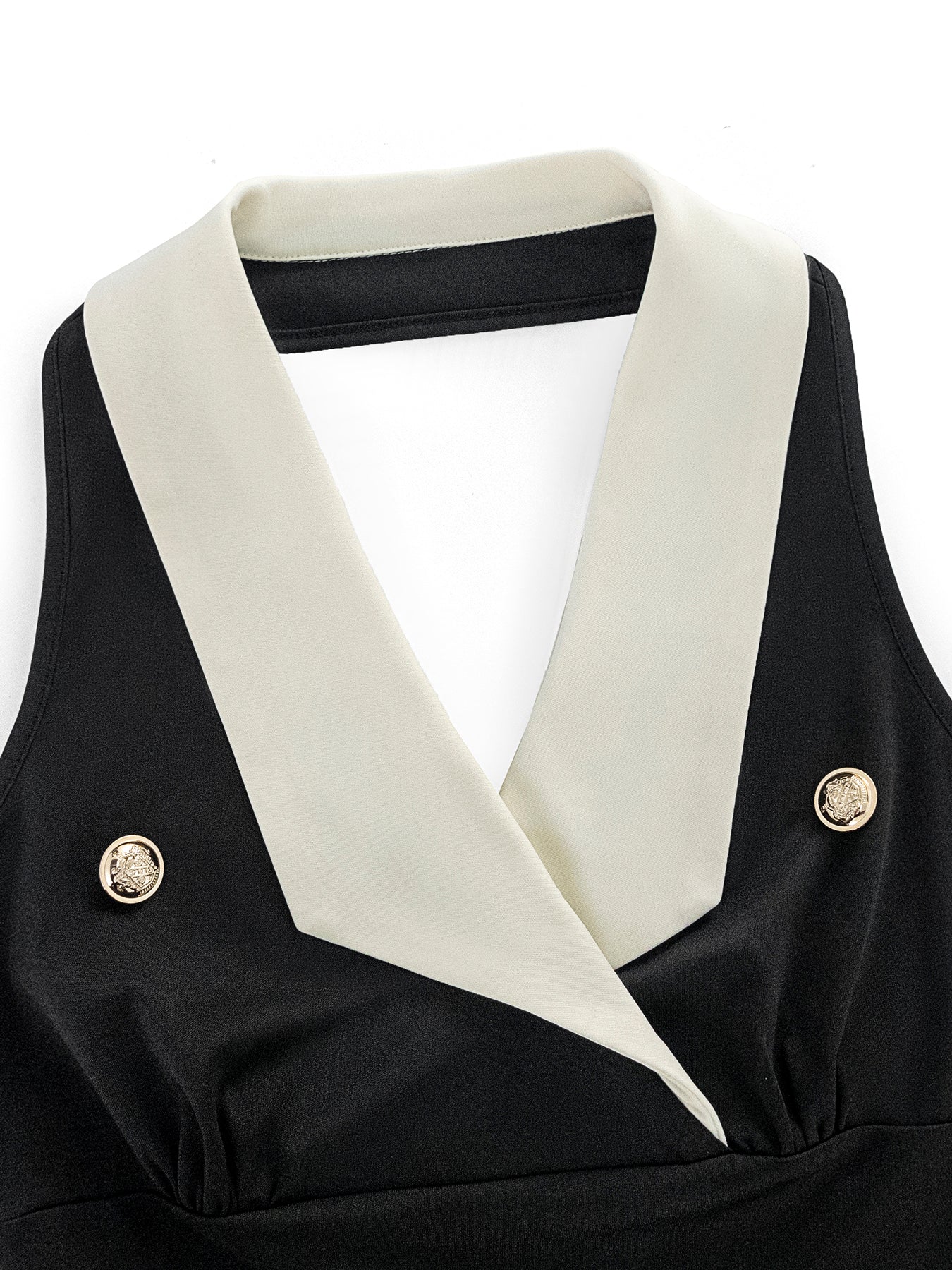 Halterneck Suit Tie Buttoned Waist Dress